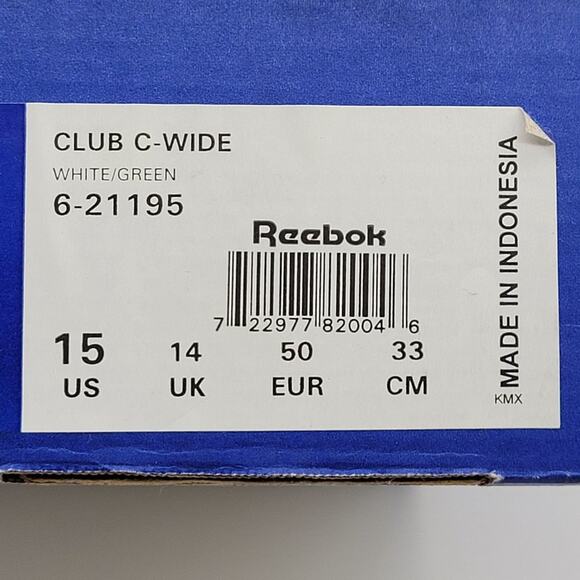 REEBOK Classic Club C-Wide Tennis Sneakers White/Green Style #6-21195 - Size 15 main image 8